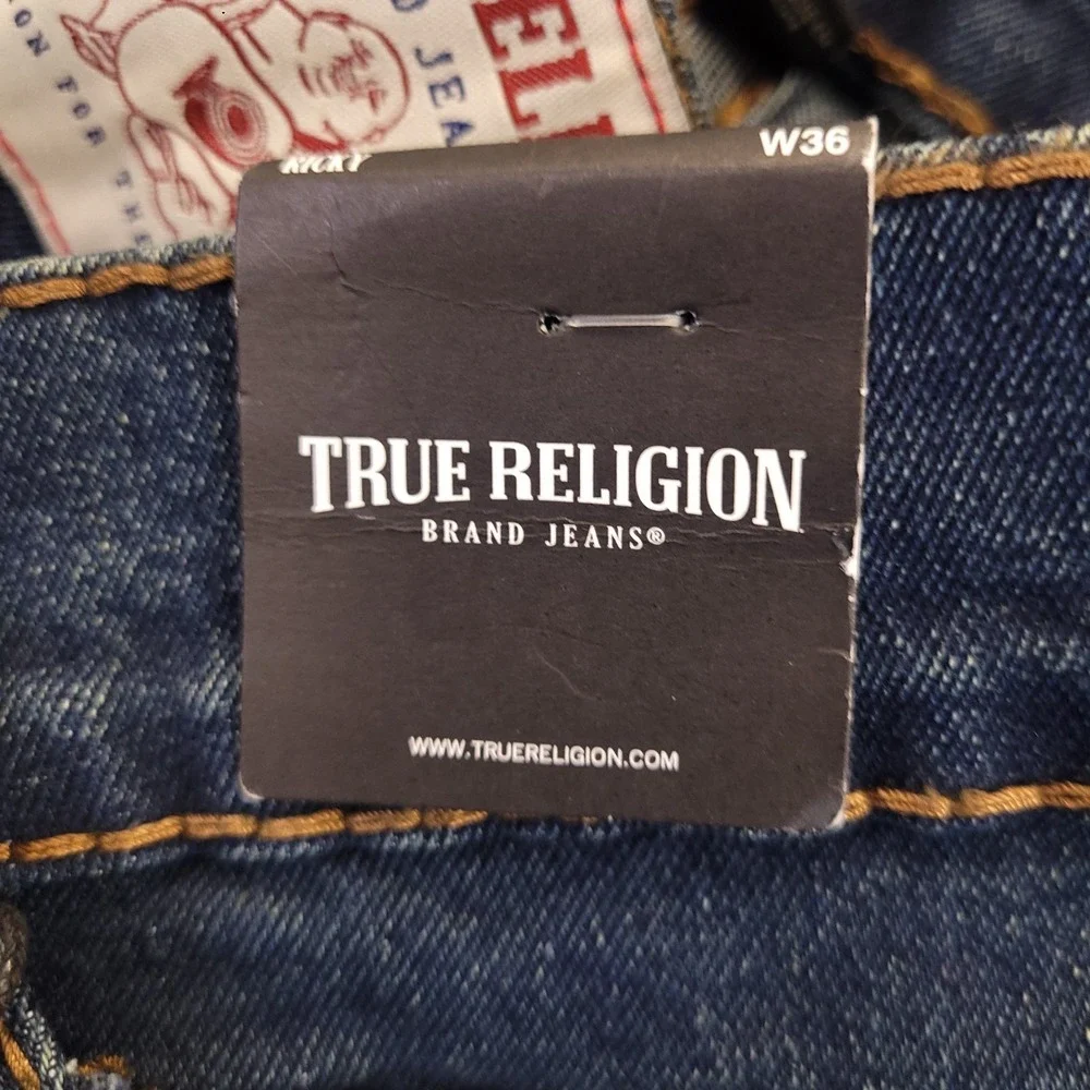 NWT‎ True Religion Ricky Big T Relaxed Straight 36x34 Mid Rise Stretch $199 MSRP